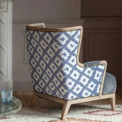 Graham & Green Armchairs<Valentin Blue Ikat Armchair