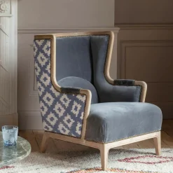 Graham & Green Armchairs<Valentin Blue Ikat Armchair