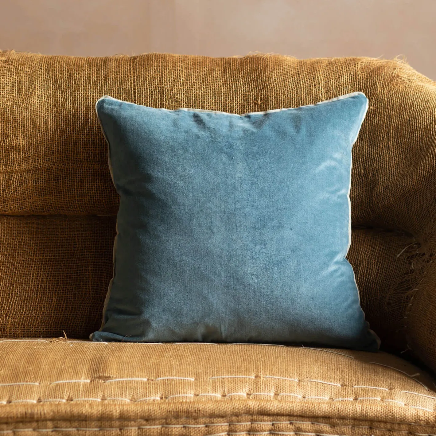 Graham & Green Sofa Cushions|Cushions<Velvet Square Cushions with Linen Trim