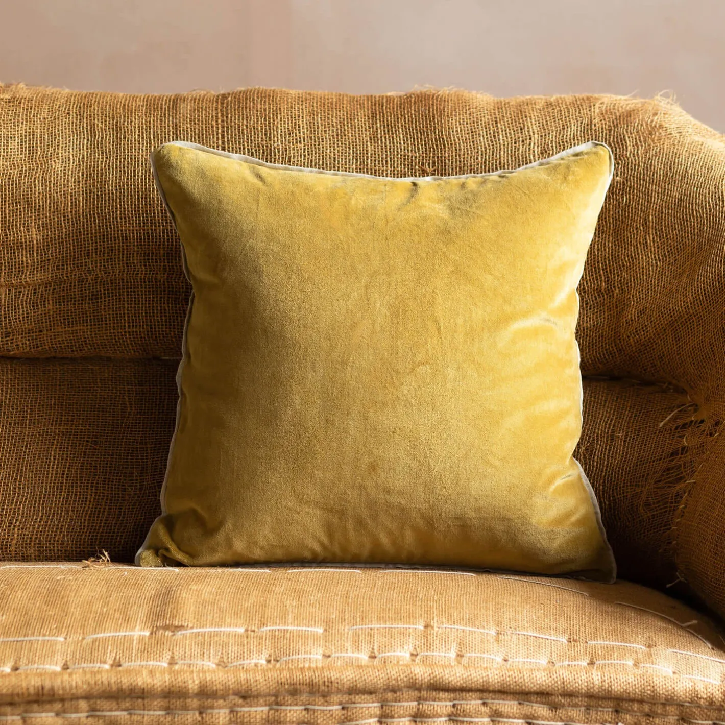 Graham & Green Sofa Cushions|Cushions<Velvet Square Cushions with Linen Trim