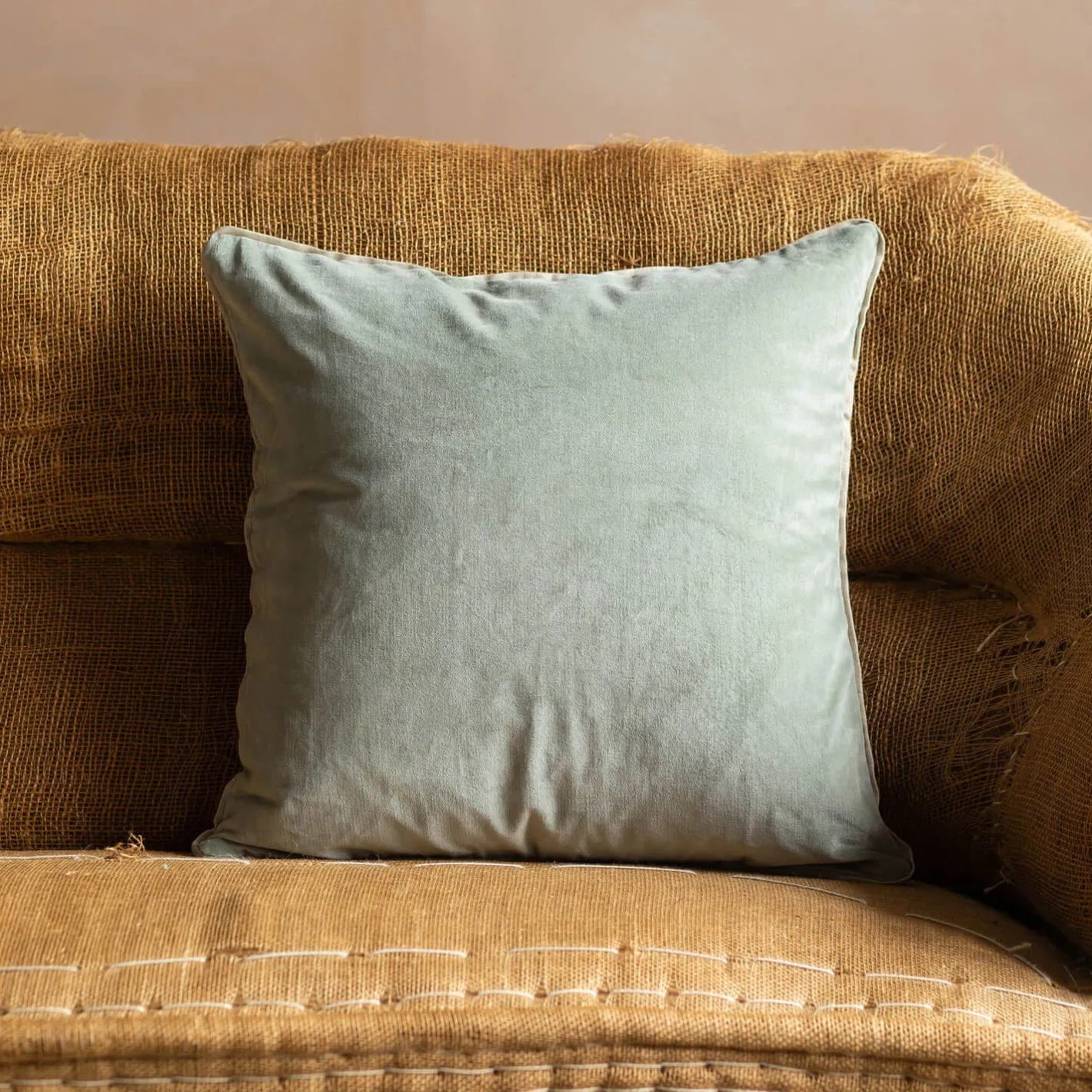 Graham & Green Sofa Cushions|Cushions<Velvet Square Cushions with Linen Trim