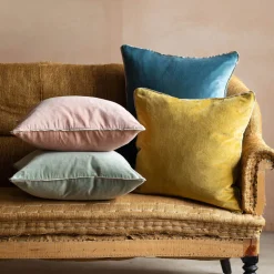 Graham & Green Sofa Cushions|Cushions<Velvet Square Cushions with Linen Trim