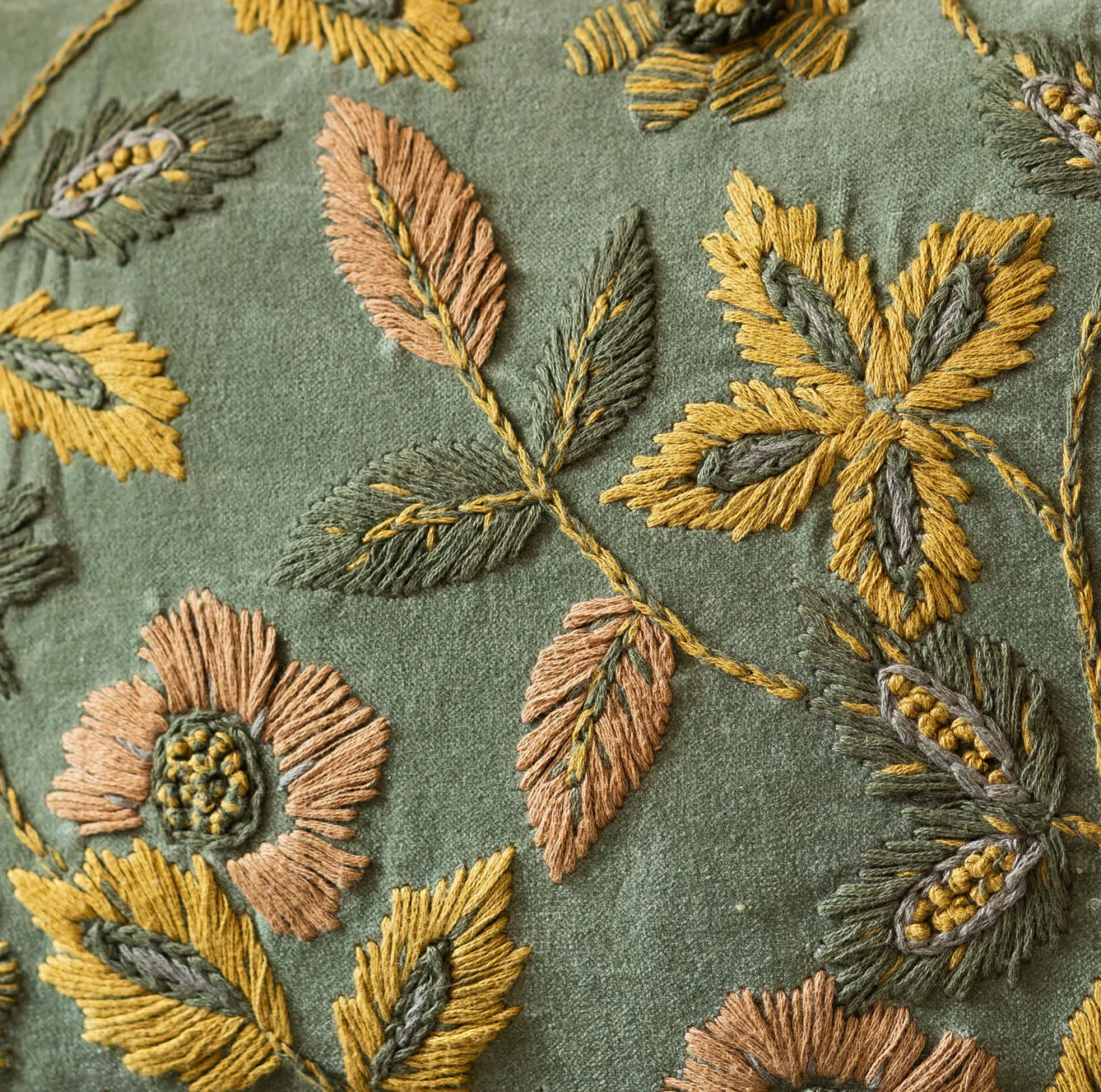 Graham & Green Sofa Cushions|Cushions<Viola Embroidered Green Velvet Rectangular Cushion