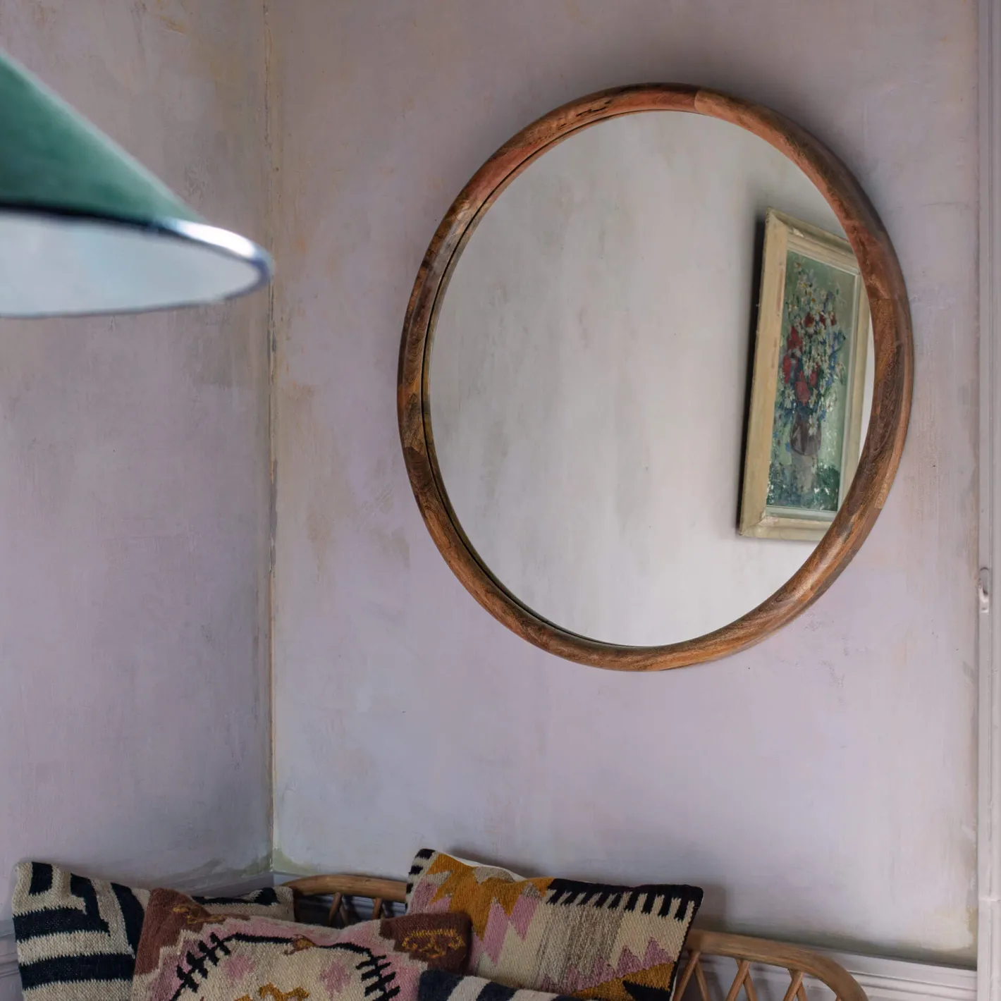 Graham & Green Round Mirrors|Wall Mirrors<Walter Natural Wood Small Round Mirror