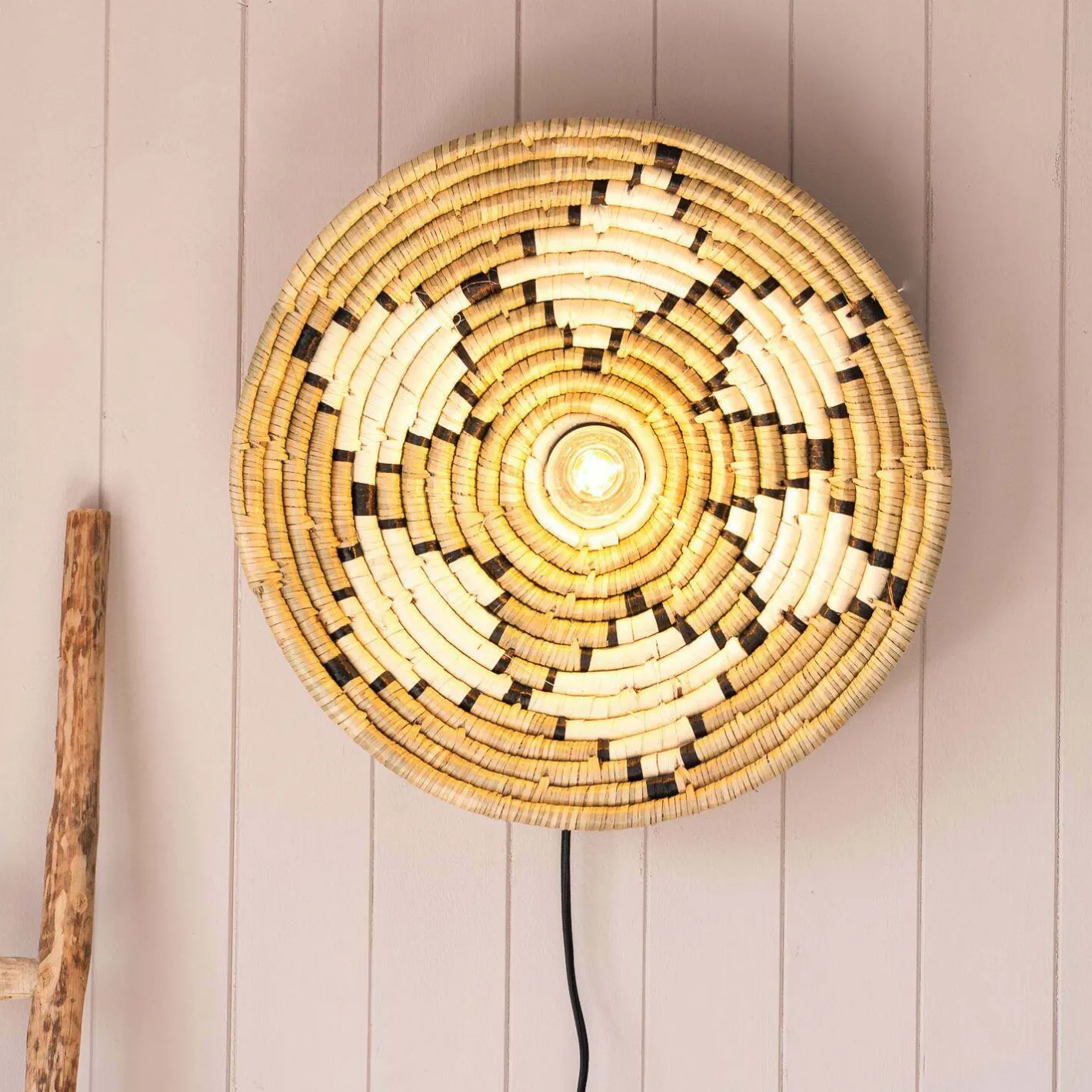 Graham & Green Wall Lights & Sconces<White Seagrass Plate Wall Light