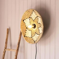 Graham & Green Wall Lights & Sconces<White Seagrass Plate Wall Light