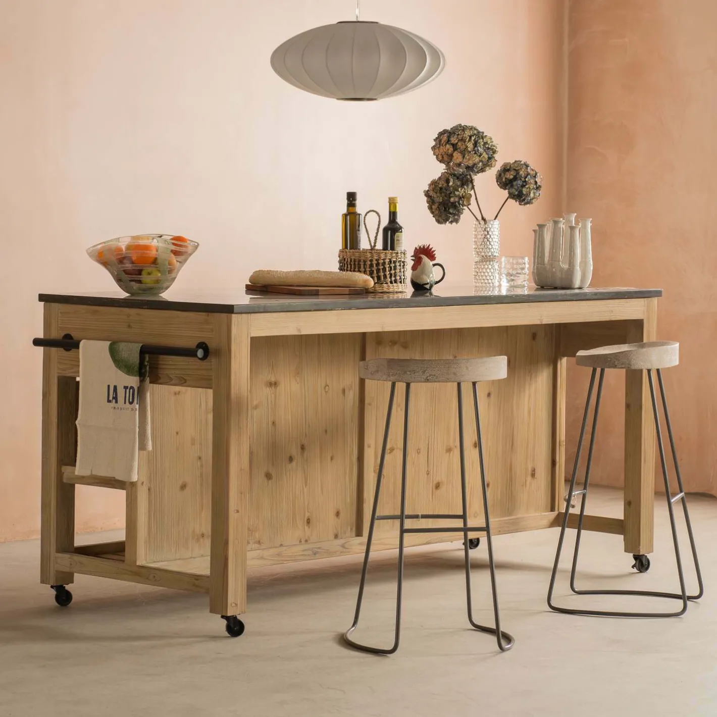 Graham & Green Kitchen Islands|Kitchen Islands And Larders<Whitewashed Hudson Kitchen Breakfast Bar