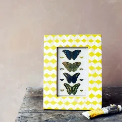 Graham & Green Photo Frames<Yellow and White Chevron Bone Frame