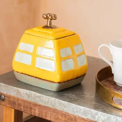 Graham & Green Kitchen Accessories<Yellow Cable Car Biscuit Jar