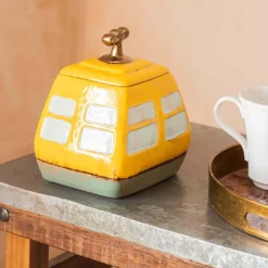 Graham & Green Kitchen Accessories<Yellow Cable Car Biscuit Jar