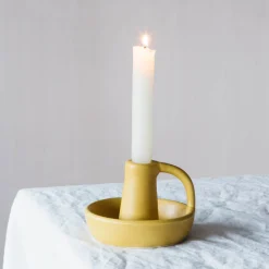 Graham & Green Candle Holders & Candles<Yellow Curve Candle Holder