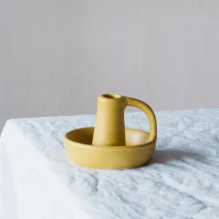 Graham & Green Candle Holders & Candles<Yellow Curve Candle Holder