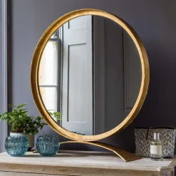 Graham & Green Round Mirrors|Table Mirrors<Zander Large Gold Table Mirror