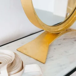 Graham & Green Round Mirrors|Table Mirrors<Zander Small Gold Table Mirror