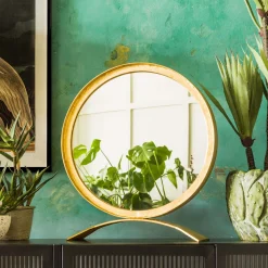 Graham & Green Round Mirrors|Table Mirrors<Zander Small Gold Table Mirror